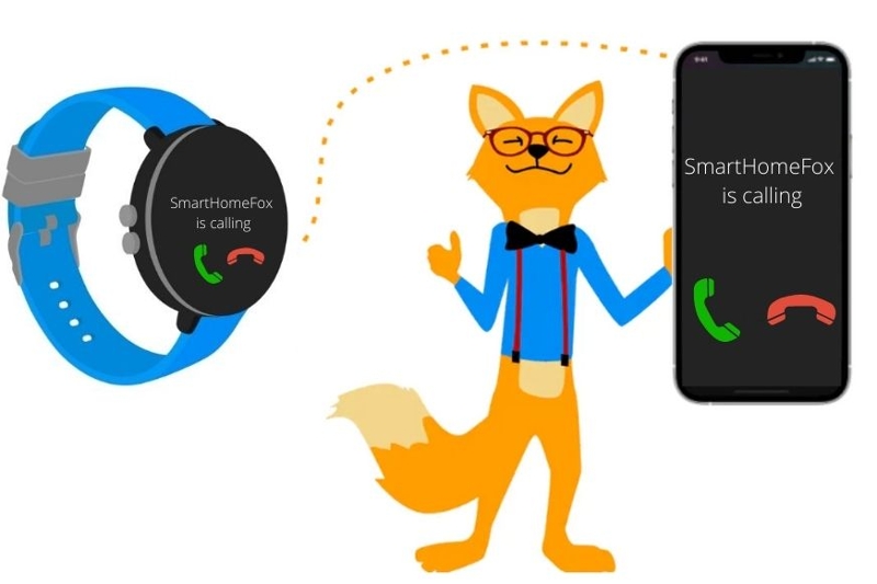 Входящий вызов передается с мобильного телефона на смарт-часы.